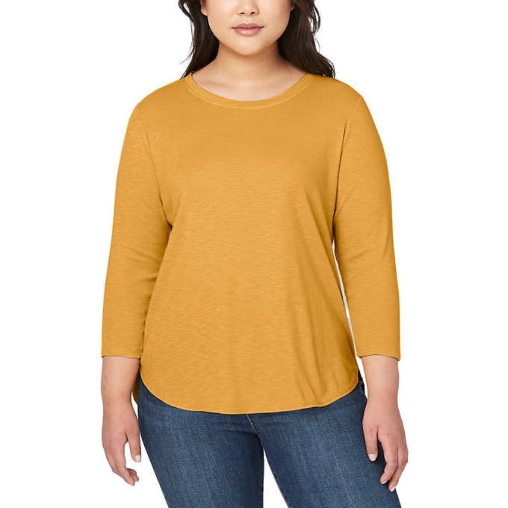 🍀 NEW Kirkland Signature 3/4 Sleeve Slub Tee | Mustard